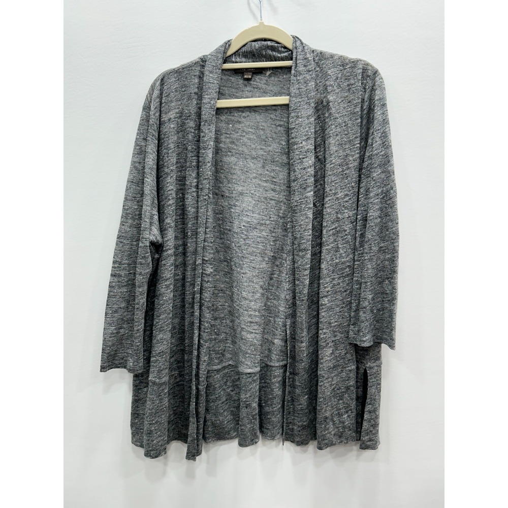 Repeat The Shirt Cardigan Womens Medium Gray Open Front Long Sleeve Knit Sweater